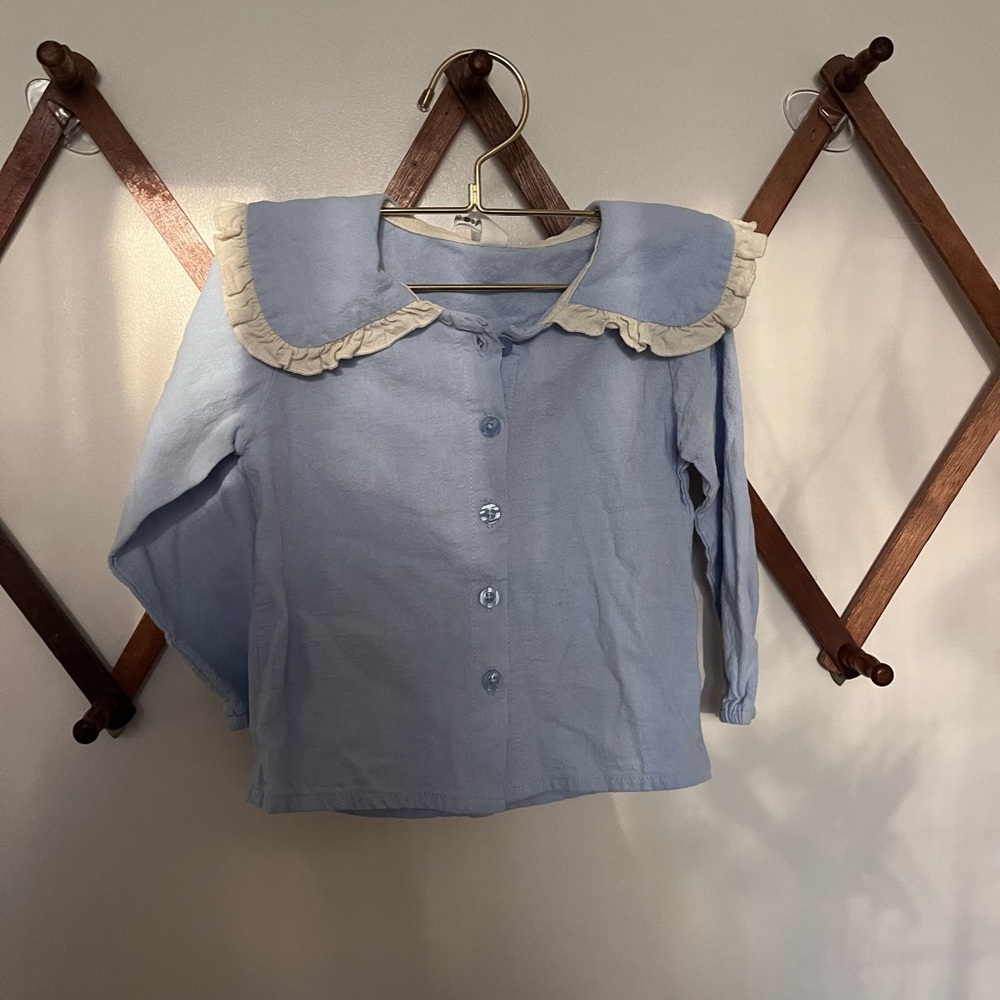 Toddler Girl Blue Peter Pan Collar Blouse
